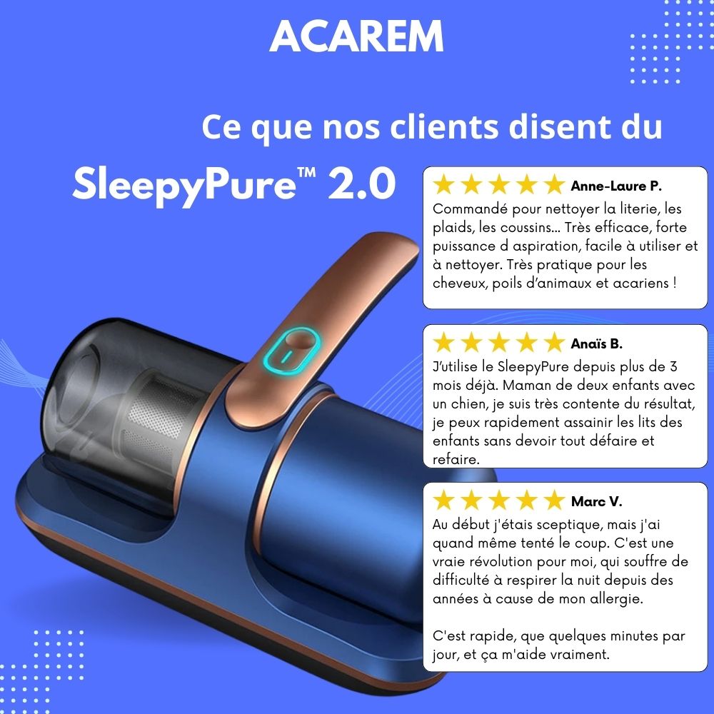 Aspirateur SleepyPure™ 2.0 - une solution efficace et facile contre les acariens